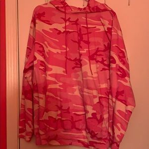 Camouflage pink hoodie.